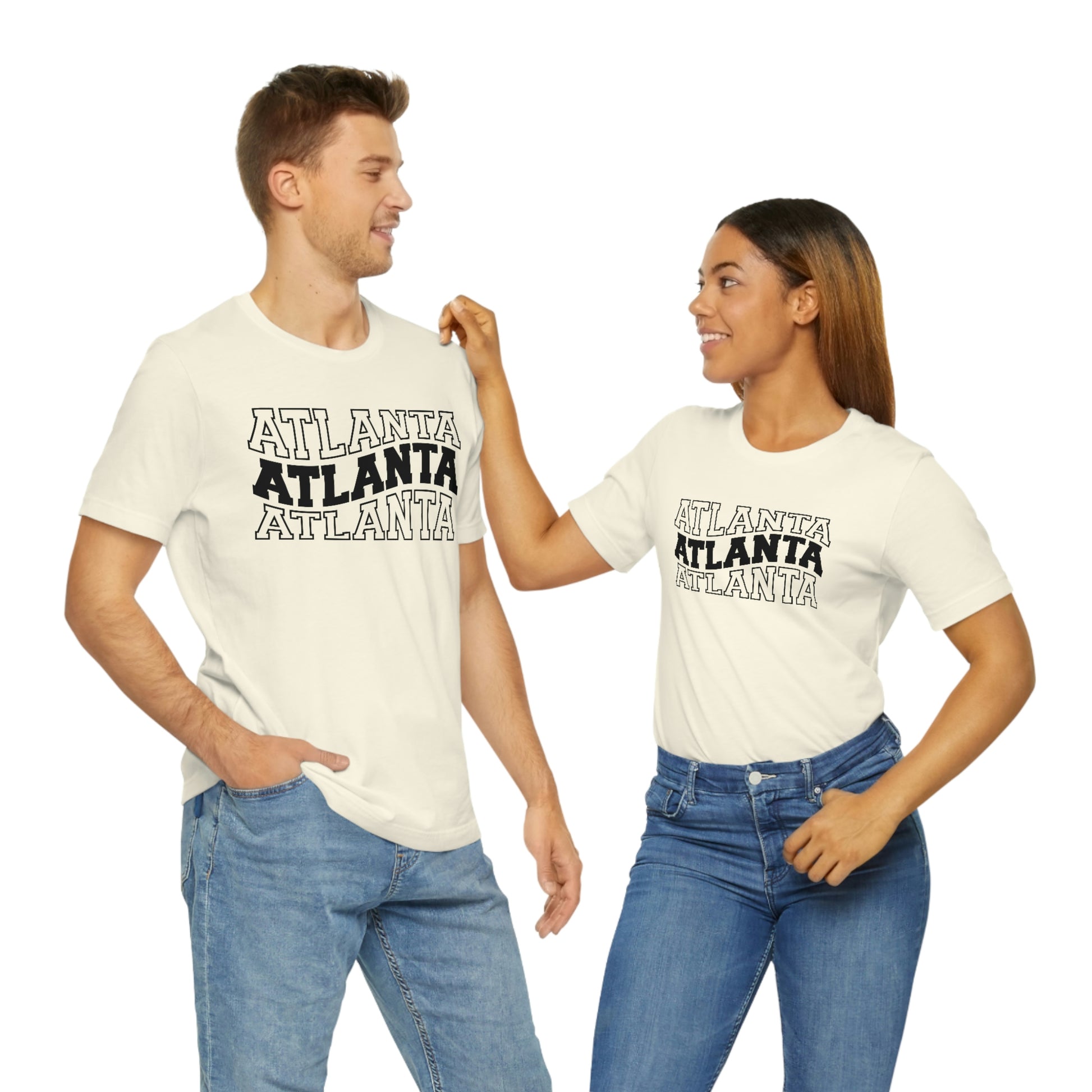 Atlanta Georgia Varsity Letters Wavy Short Sleeve T-shirt