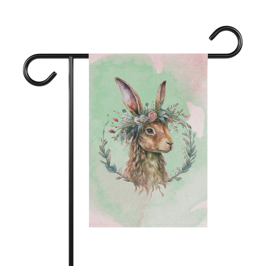 Rabbit in Spring Wreath Garden & House Banner