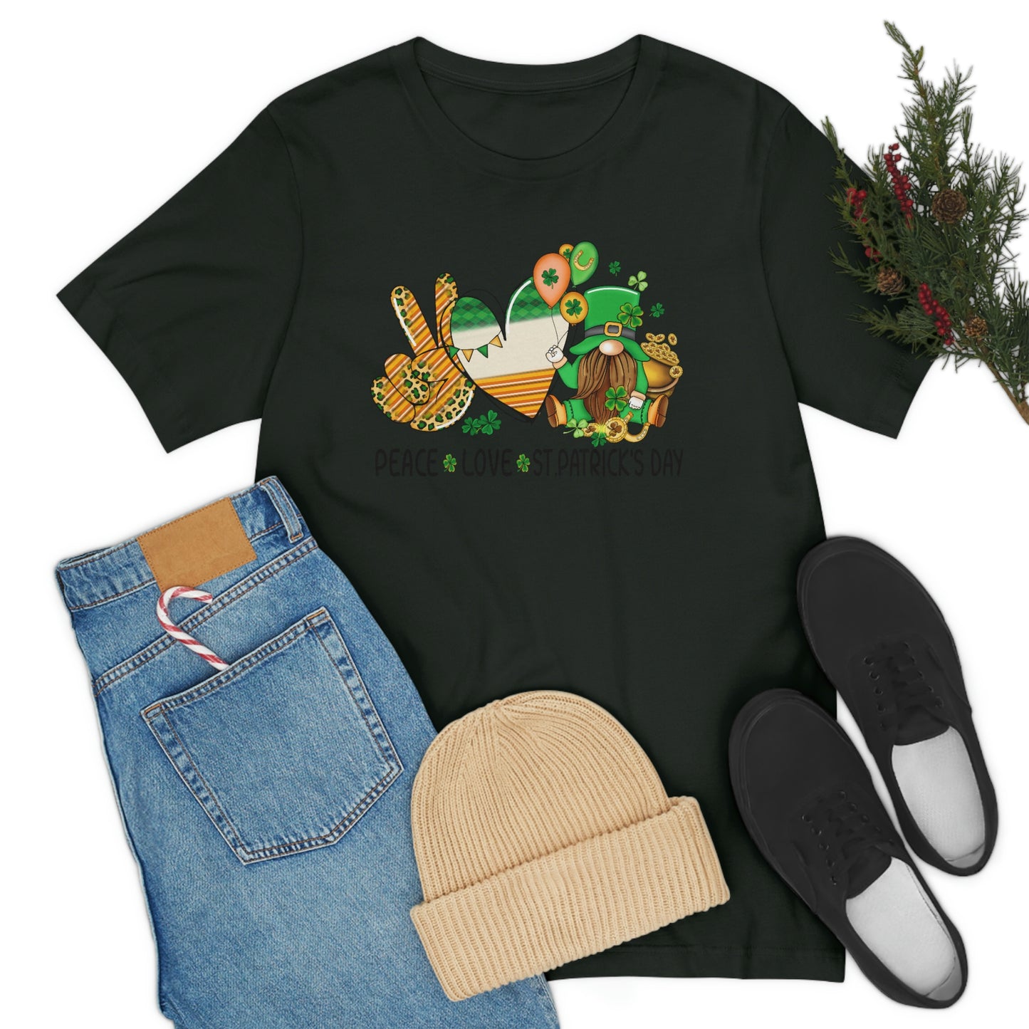 Peace Love St. Patrick's Day Unisex Jersey Short Sleeve Tee
