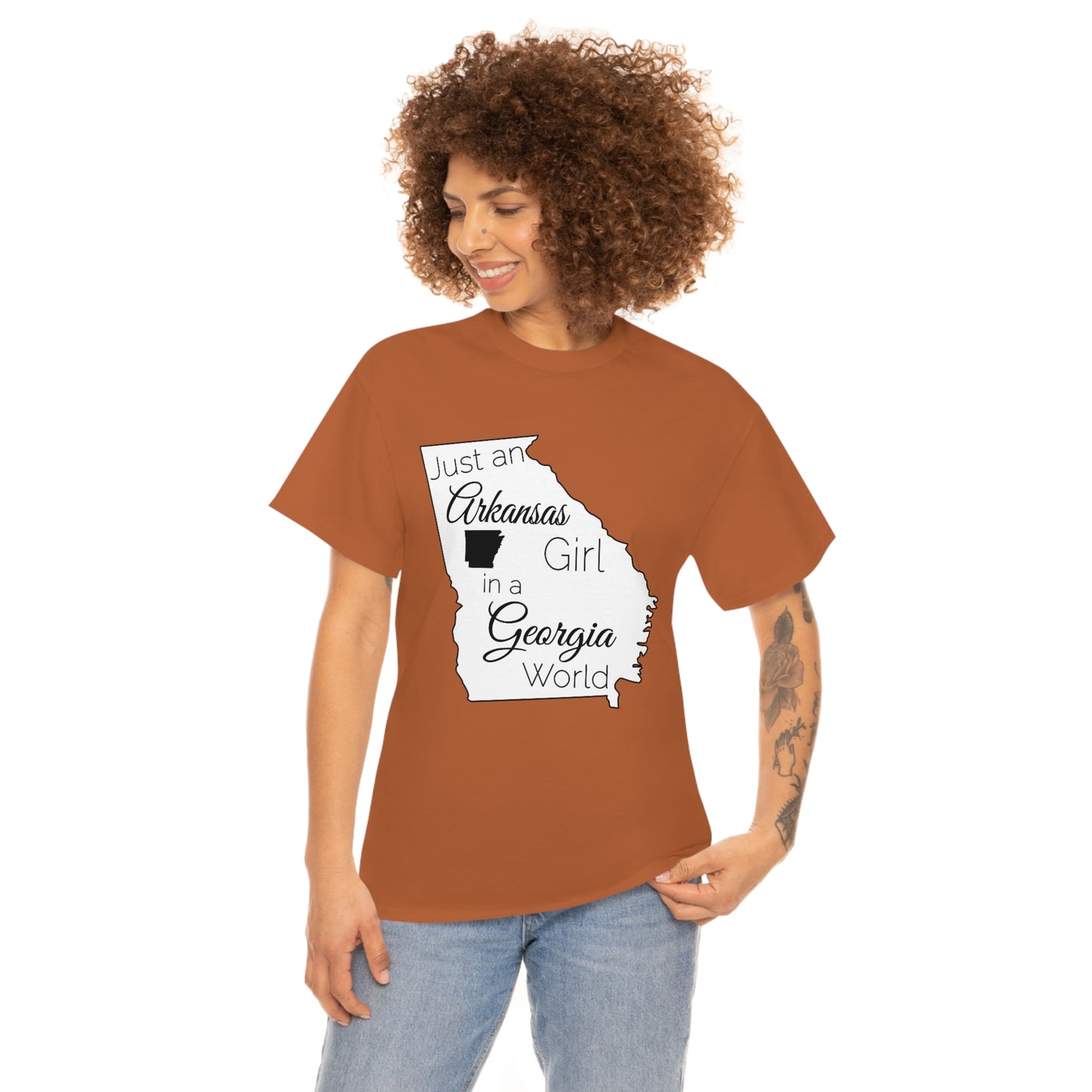 Just an Arkansas Girl in a Georgia World Unisex Heavy Cotton Tee