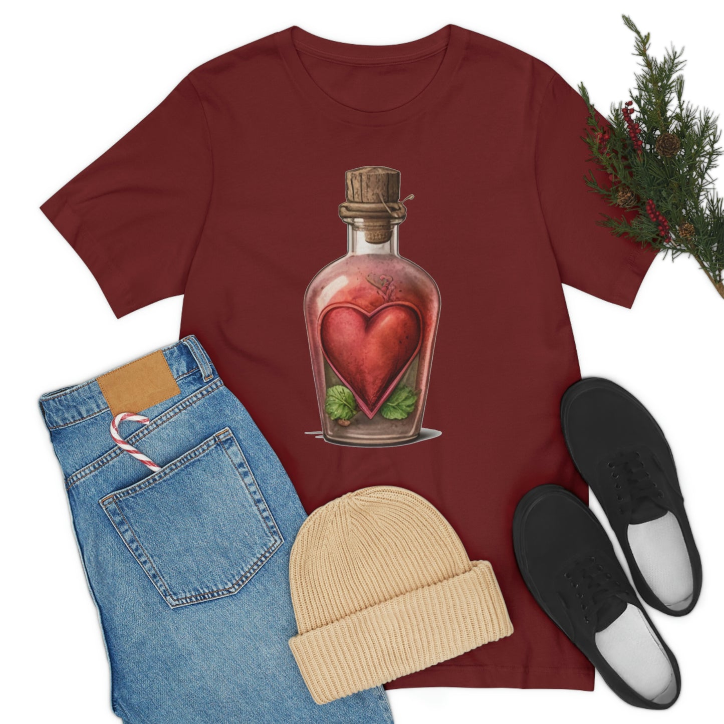 Vintage Bottle Floral Unisex Jersey Short Sleeve Tee