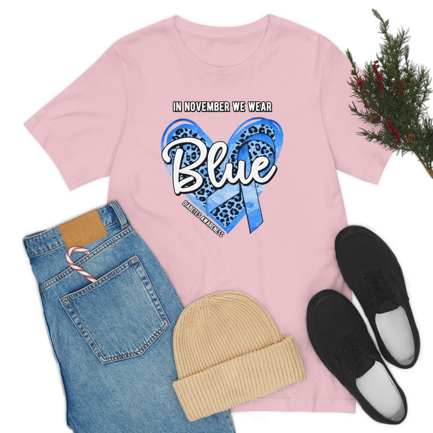 In November We Wear Blue Diabetes Awareness Print Unisex Jersey Short Sleeve Tee