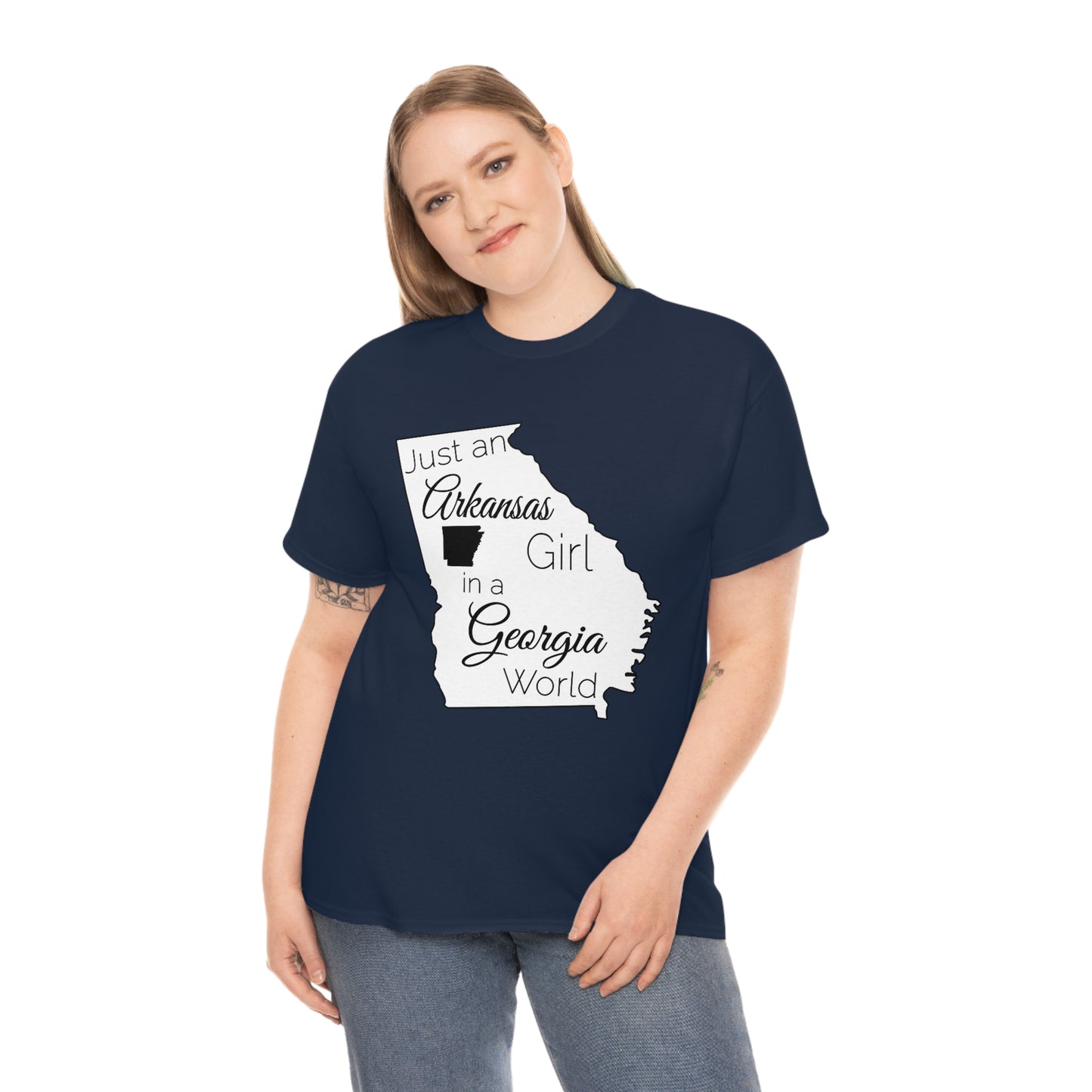 Just an Arkansas Girl in a Georgia World Unisex Heavy Cotton Tee