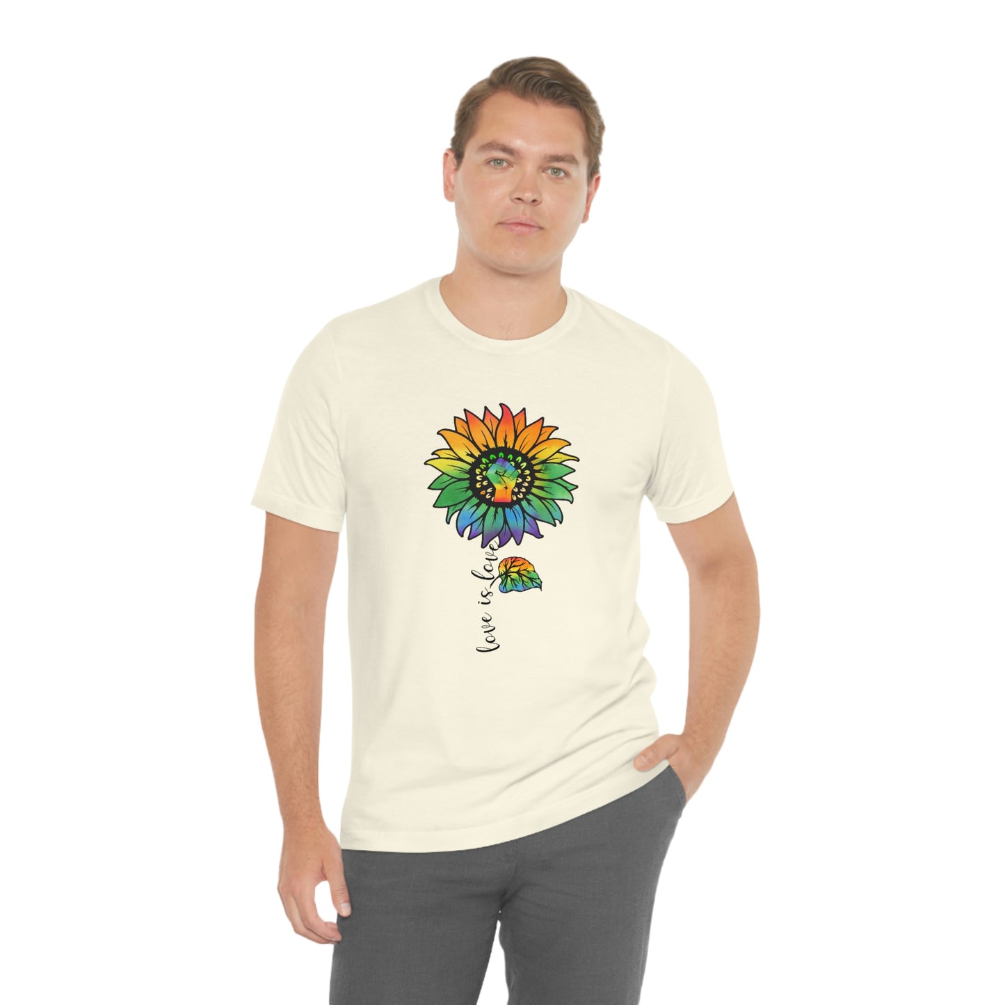 Love is Love Sunflower LGBTQIA Print Unisex Jersey Short Sleeve Tee