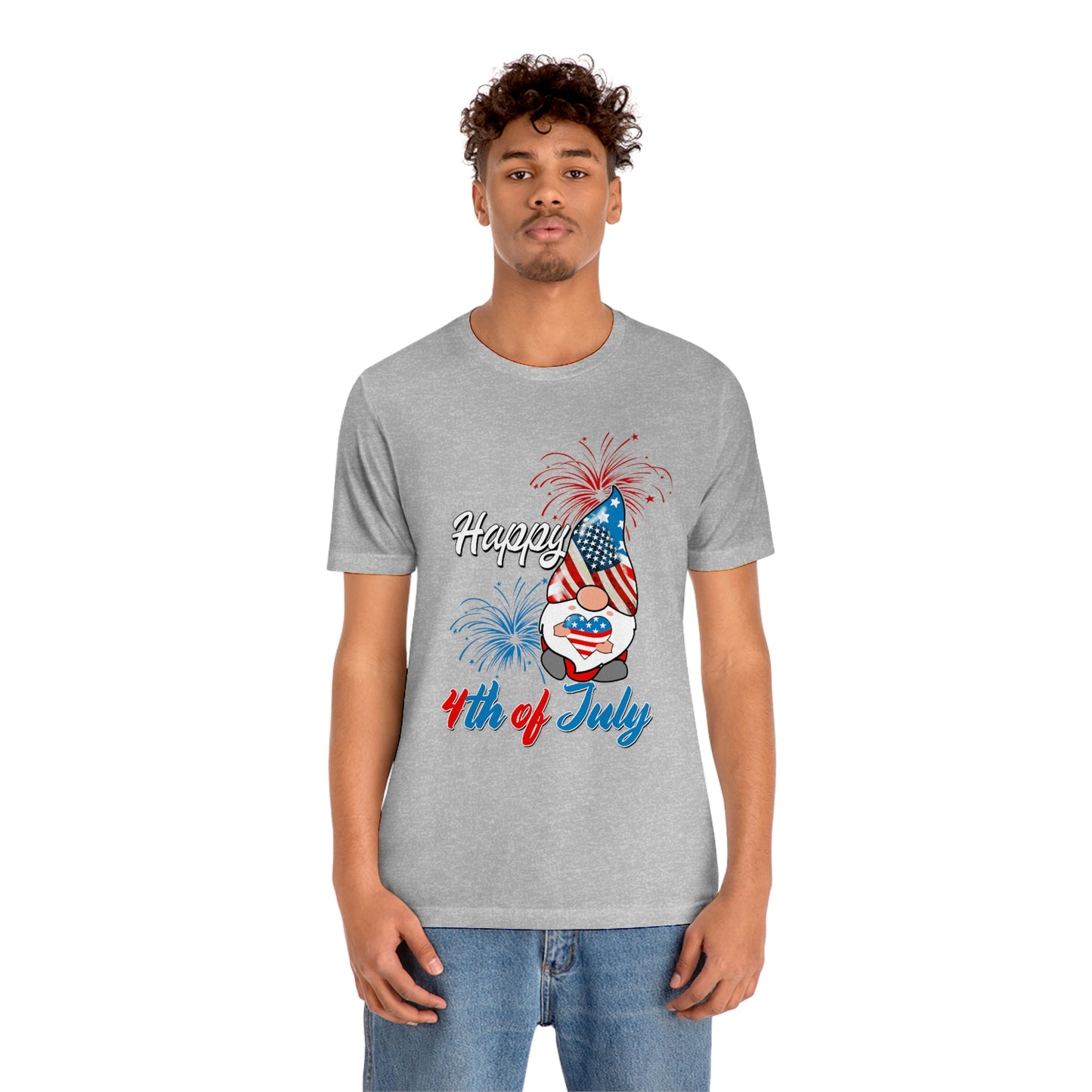 Gnome Happy 4th of July Independence Day Unisex Jersey Short Sleeve Tee