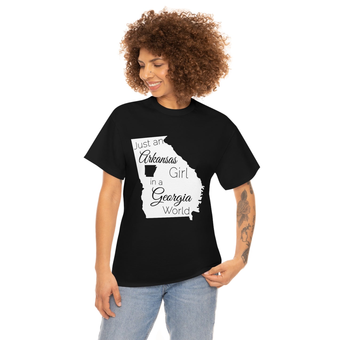 Just an Arkansas Girl in a Georgia World Unisex Heavy Cotton Tee