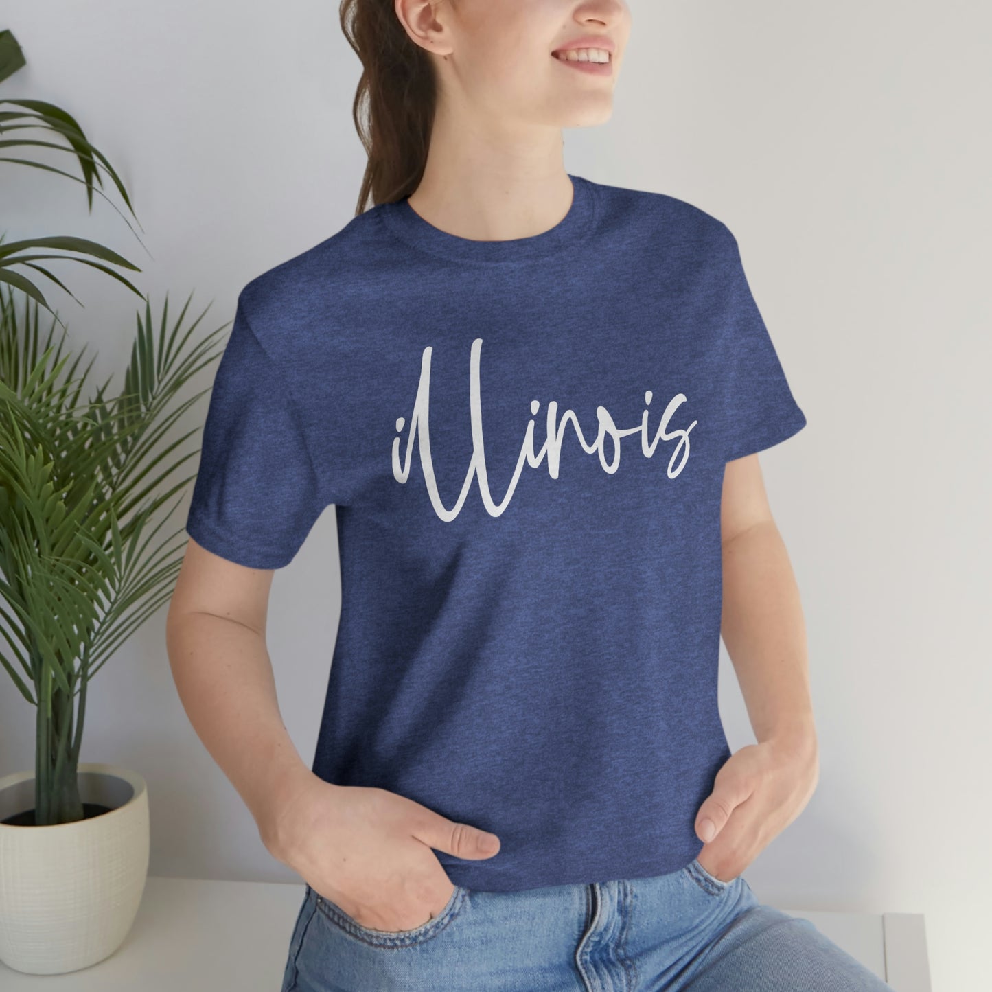 Illinois White Script Short Sleeve T-shirt