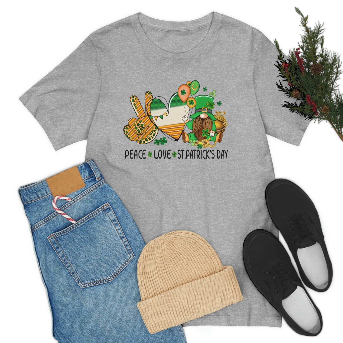 Peace Love St. Patrick's Day Unisex Jersey Short Sleeve Tee