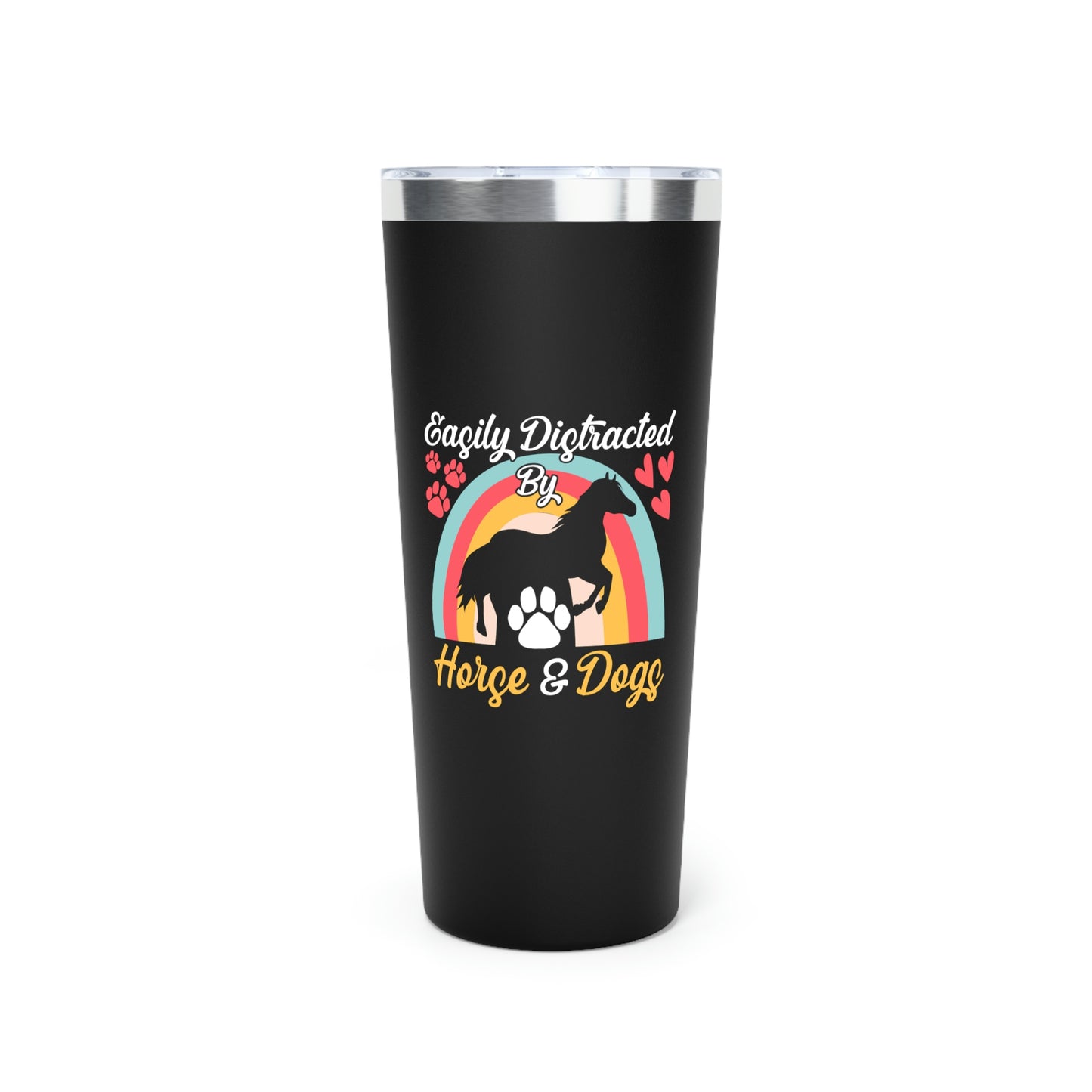 Easily Distracted by Horse and Dogs Copper Vacuum Insulated Tumbler, 22oz