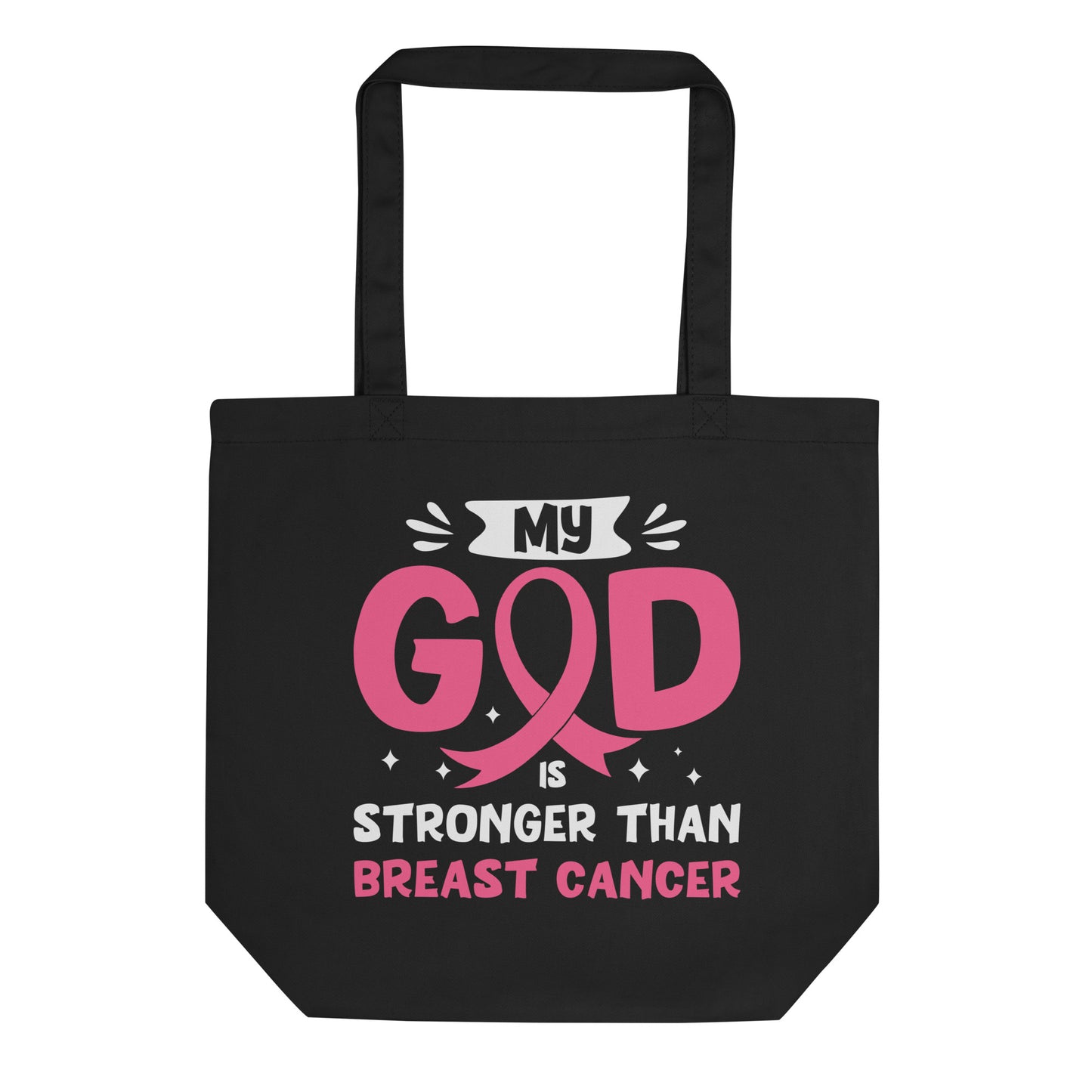 God is Stronger Than Breast Cancer Eco Tote Bag