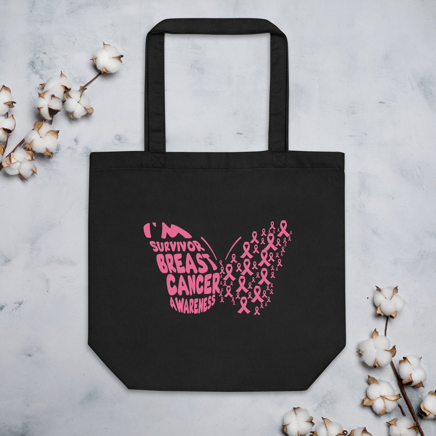 Breast Cancer Awareness Butterfly Eco Tote Bag