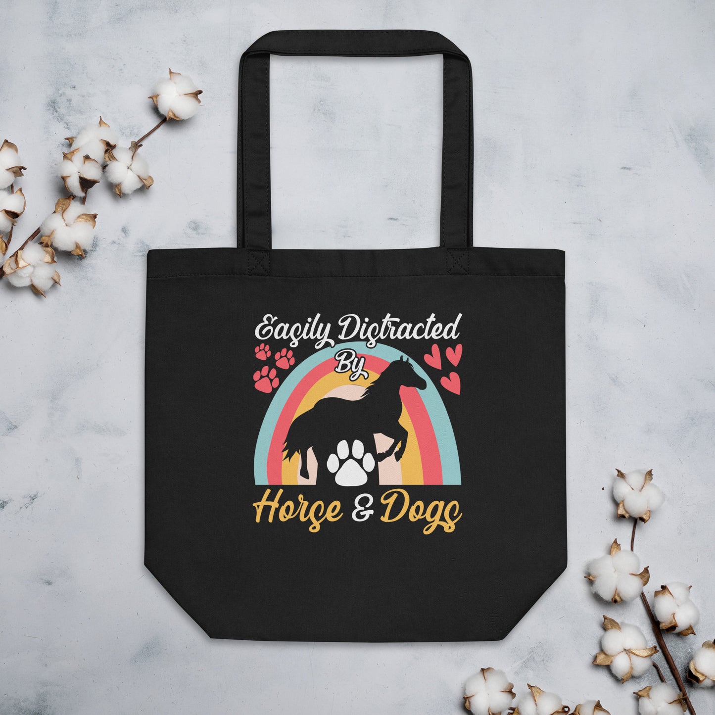 Easily Distracted by Horse & Dogs Eco Tote Bag
