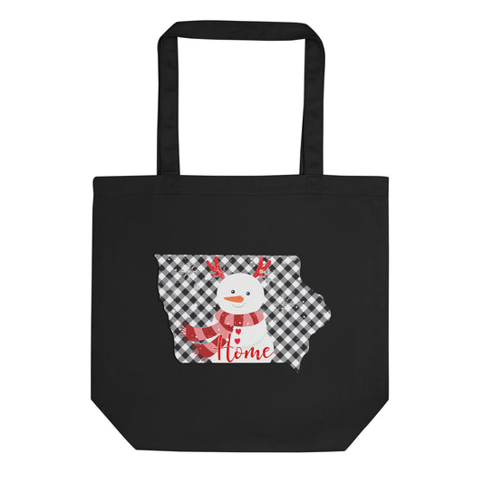 Iowa Gingham Snowman Eco Tote Bag