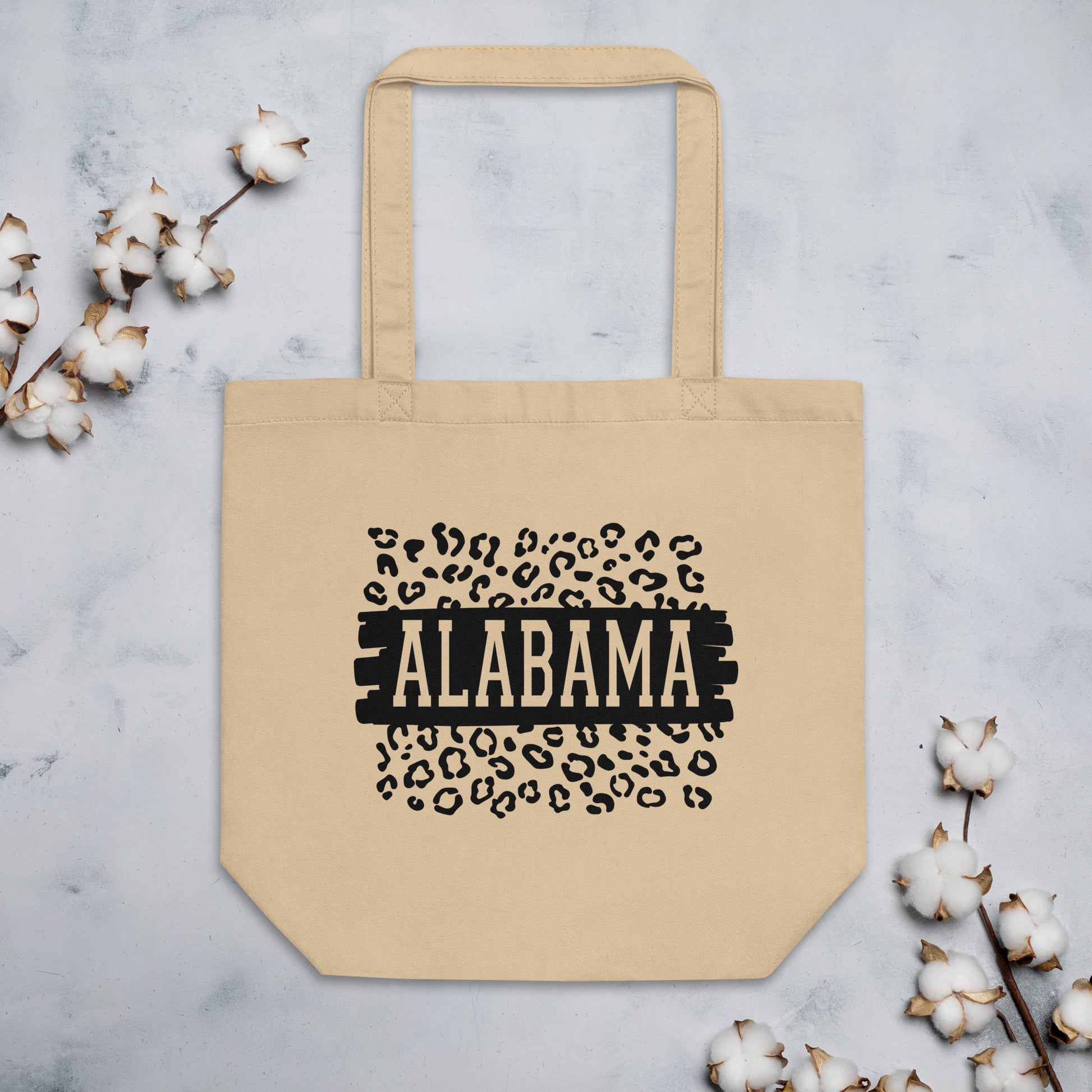 Alabama Black on Leopard Eco Tote Bag