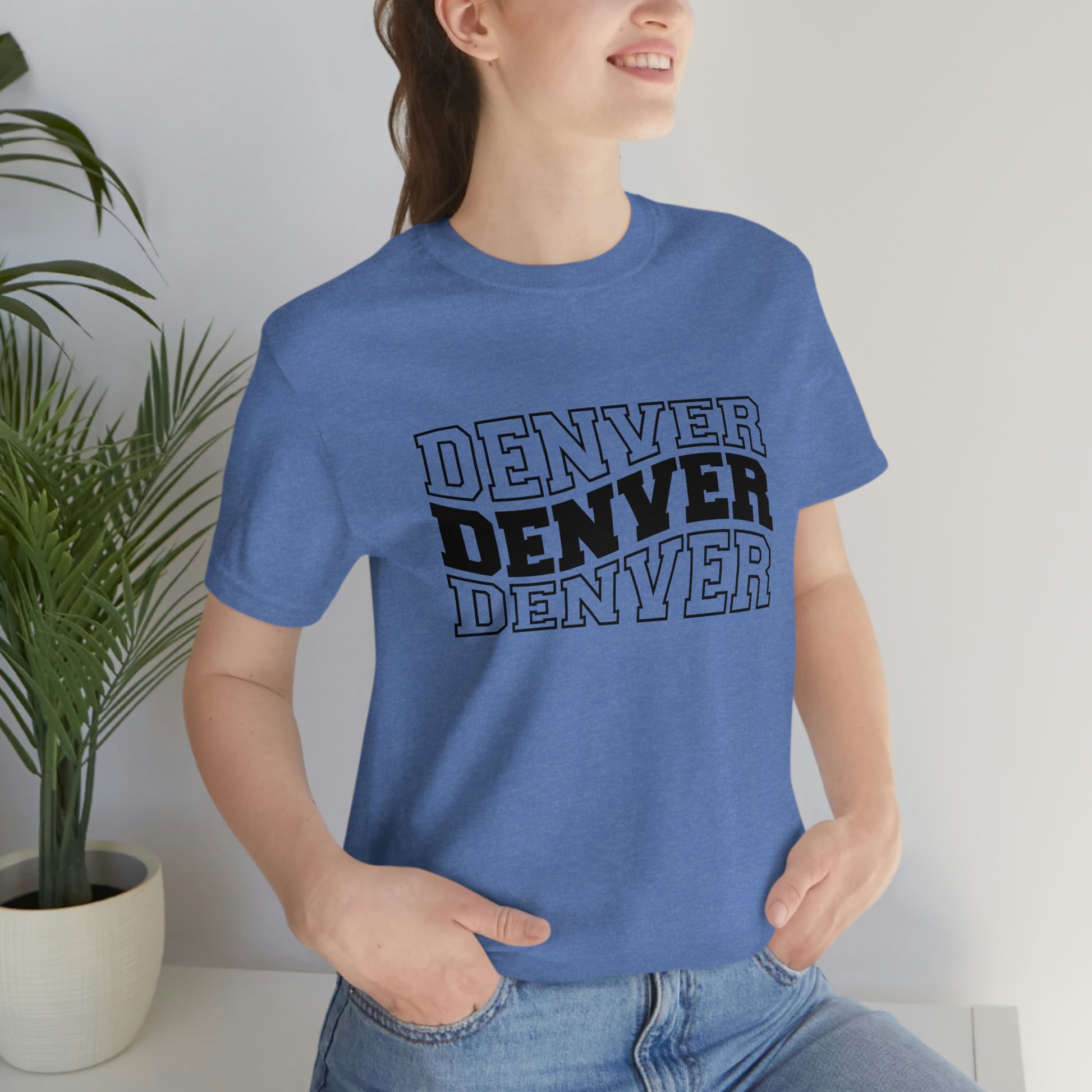 Denver Varsity Wavy Unisex Jersey Short Sleeve Tee Tshirt T-shirt