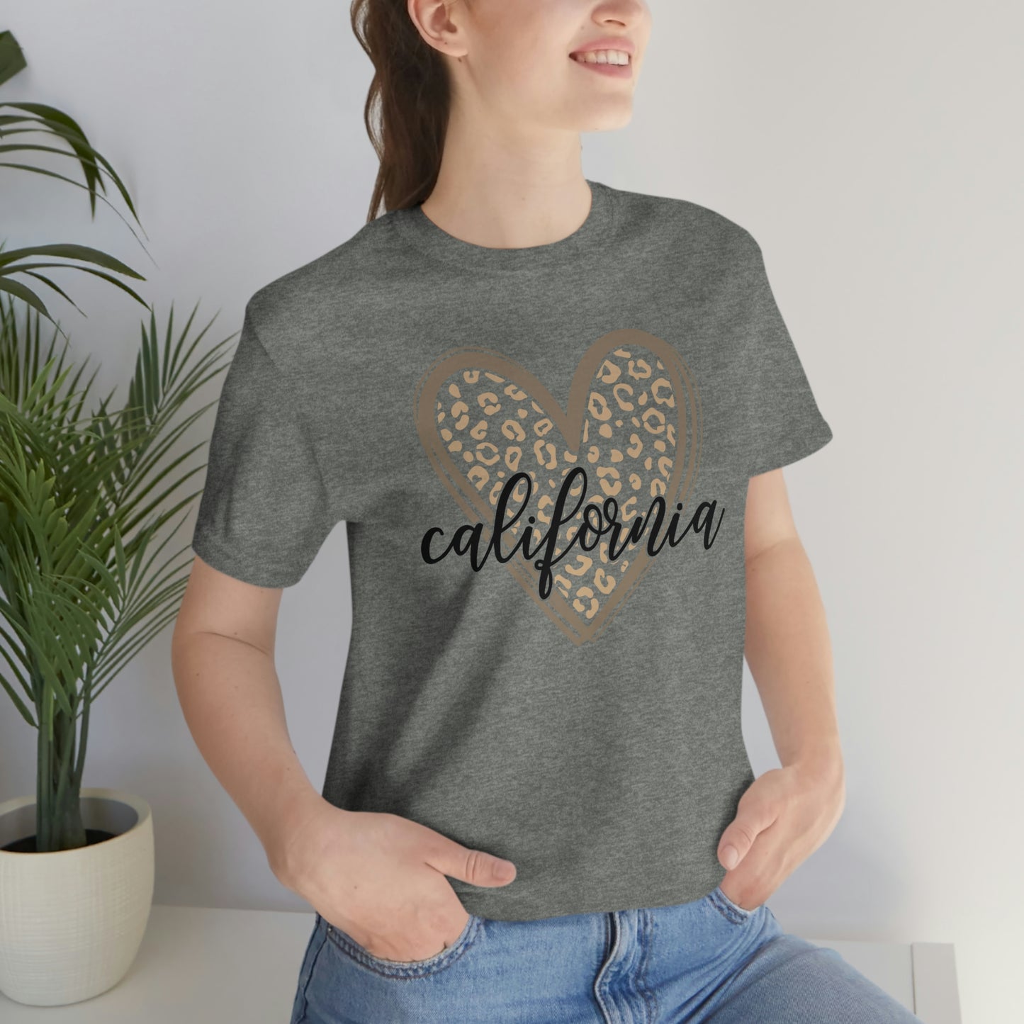 California Heart Gold Leopard Unisex Jersey Short Sleeve Tee Tshirt T-shirt