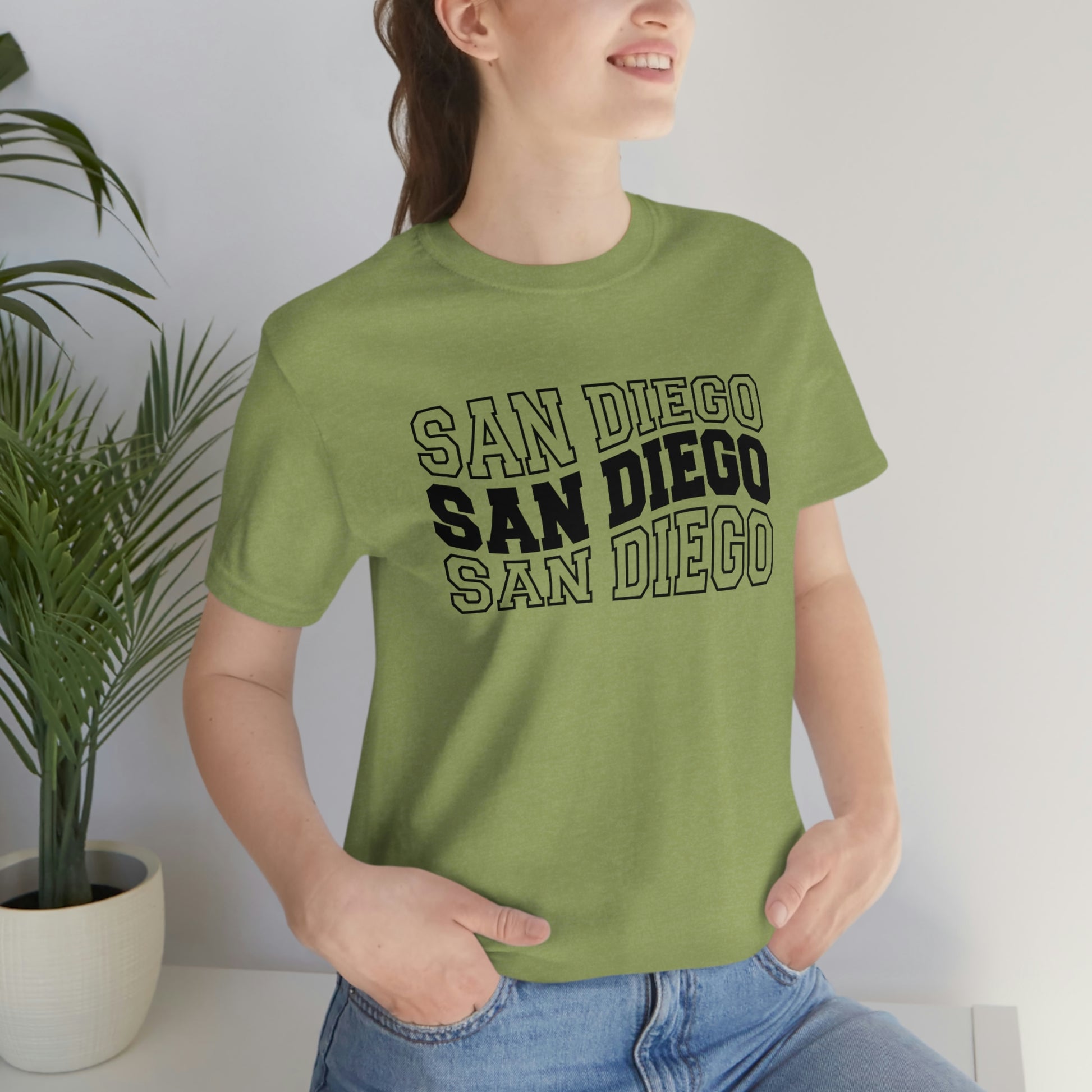 San Diego California Varsity Letters Wavy Unisex Jersey Short Sleeve Tee Tshirt T-shirt