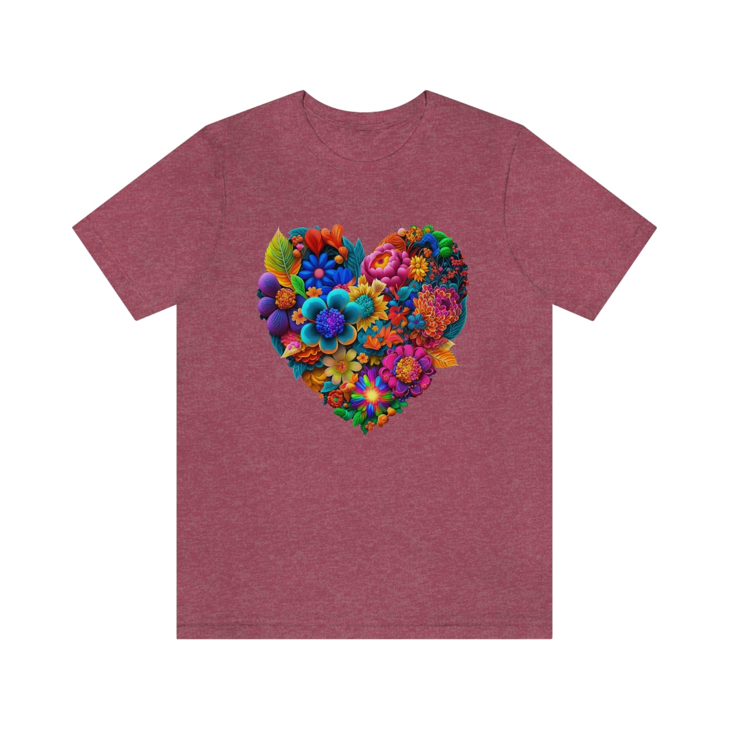 Bright Floral Heart Unisex Jersey Short Sleeve Tee