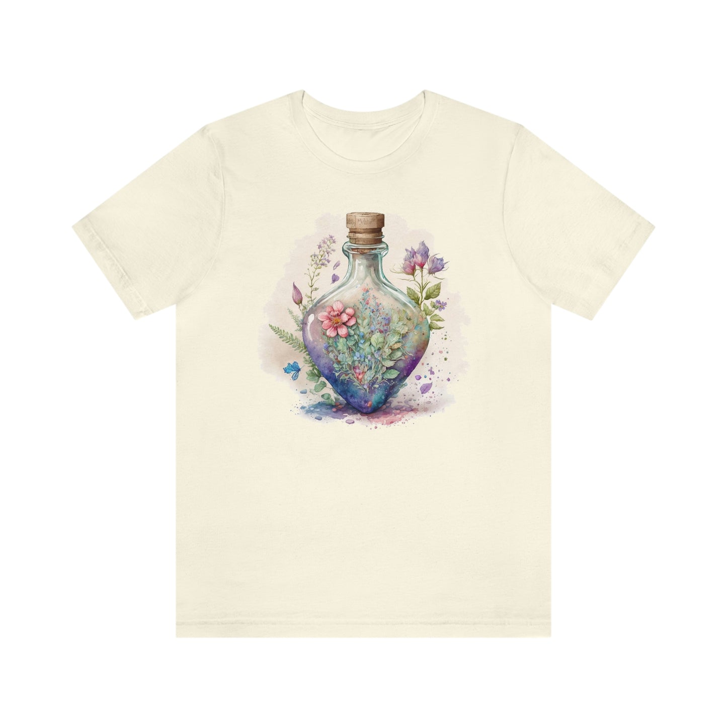 Vintage Bottle Floral Unisex Jersey Short Sleeve Tee