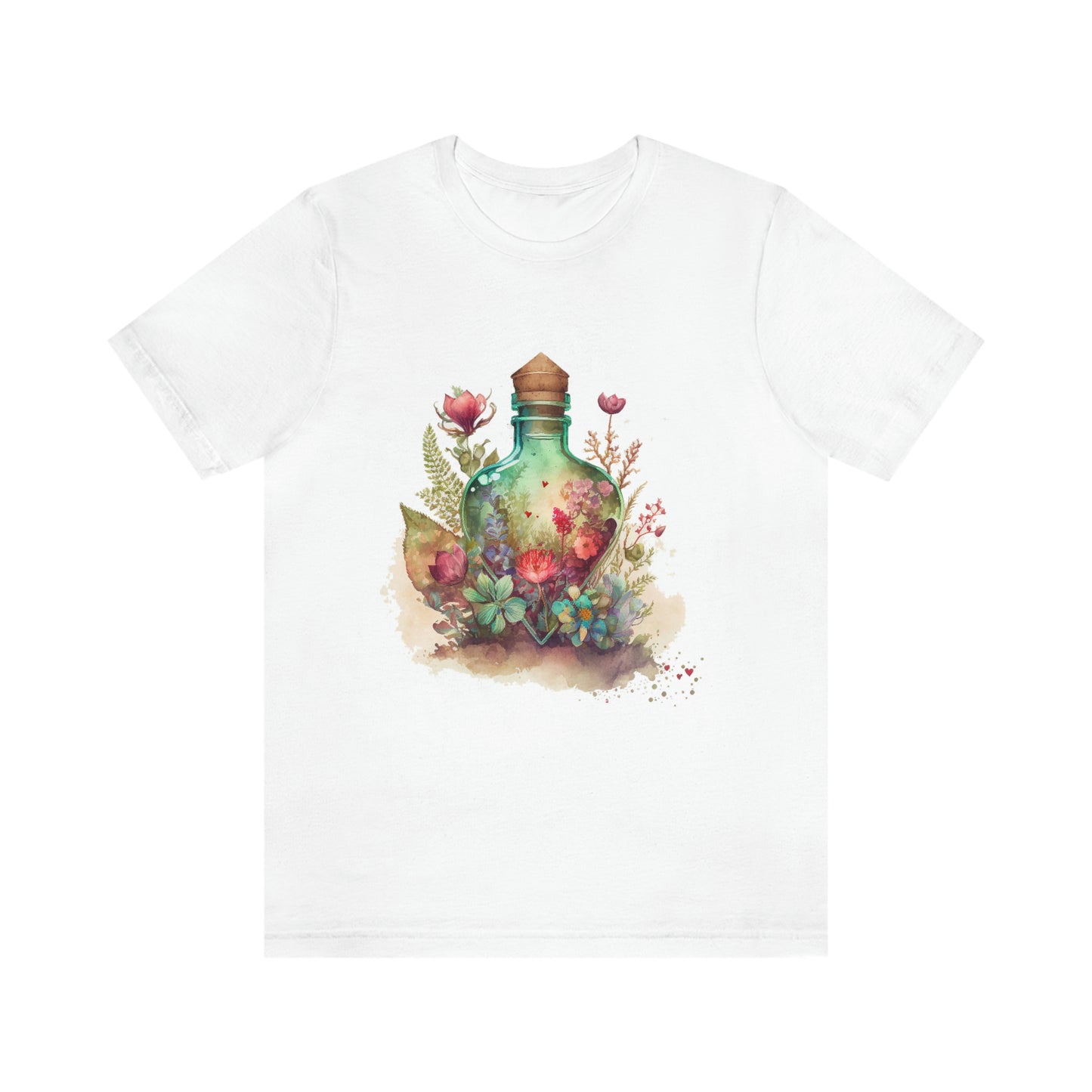 Vintage Bottle Floral Unisex Jersey Short Sleeve Tee