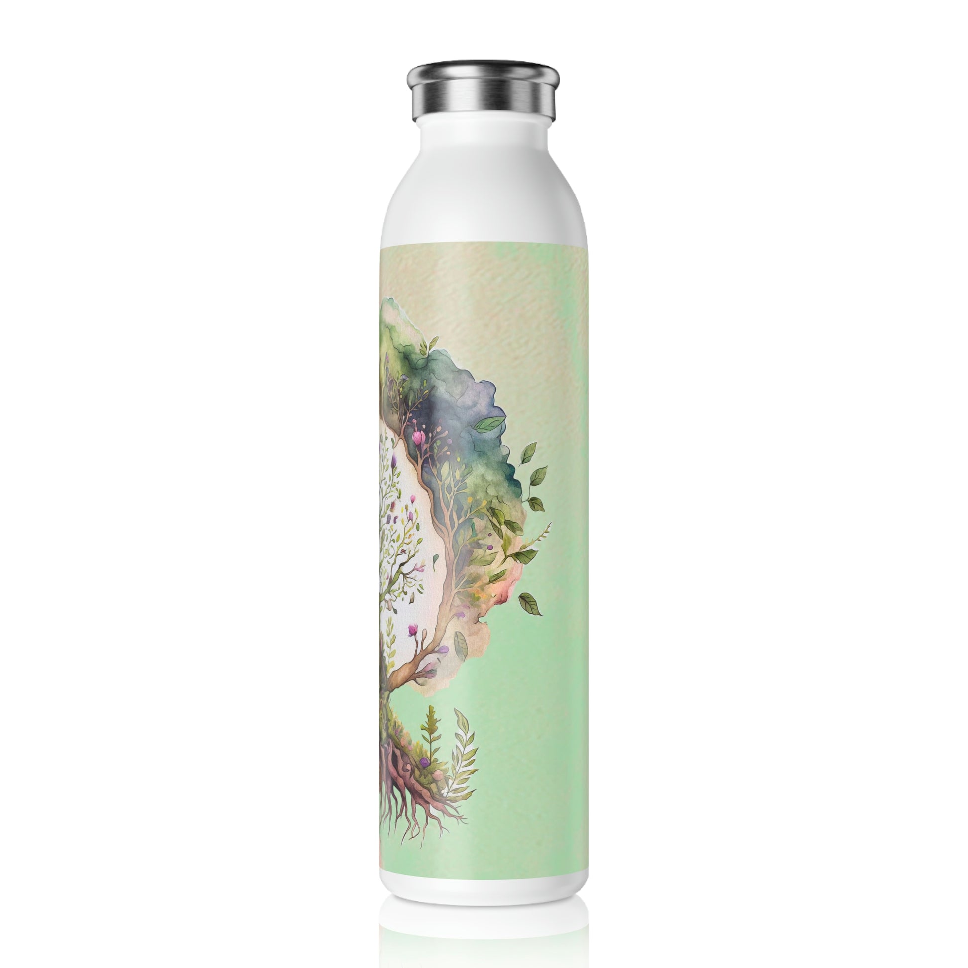 Spring Tree of Life Watercolor Slim Water Bottle