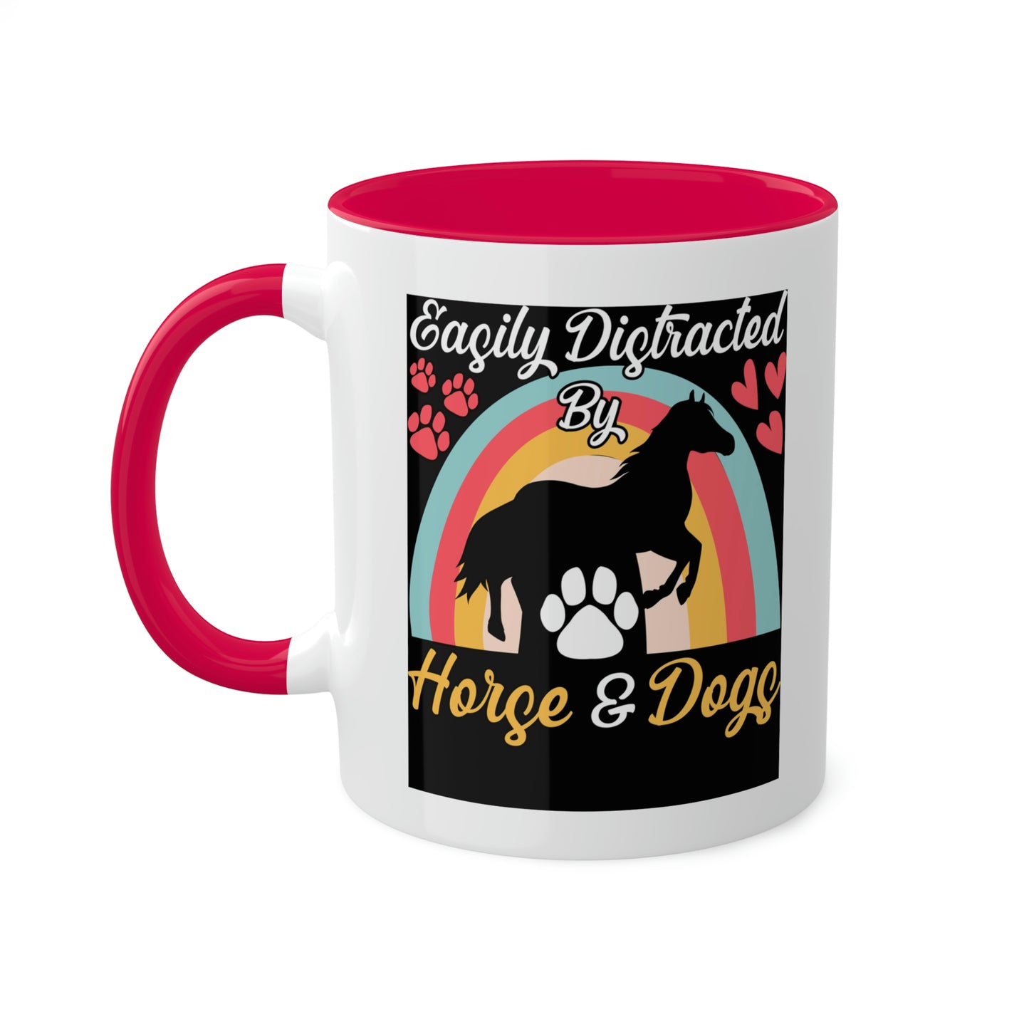 Easily Distracted by Horses and Dogs Accent Mug, 11oz