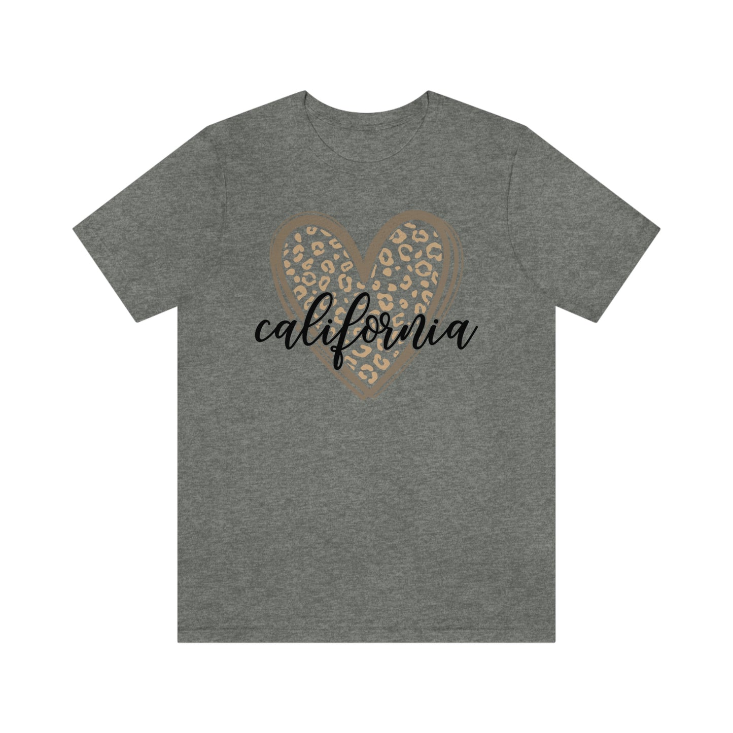 California Heart Gold Leopard Unisex Jersey Short Sleeve Tee Tshirt T-shirt