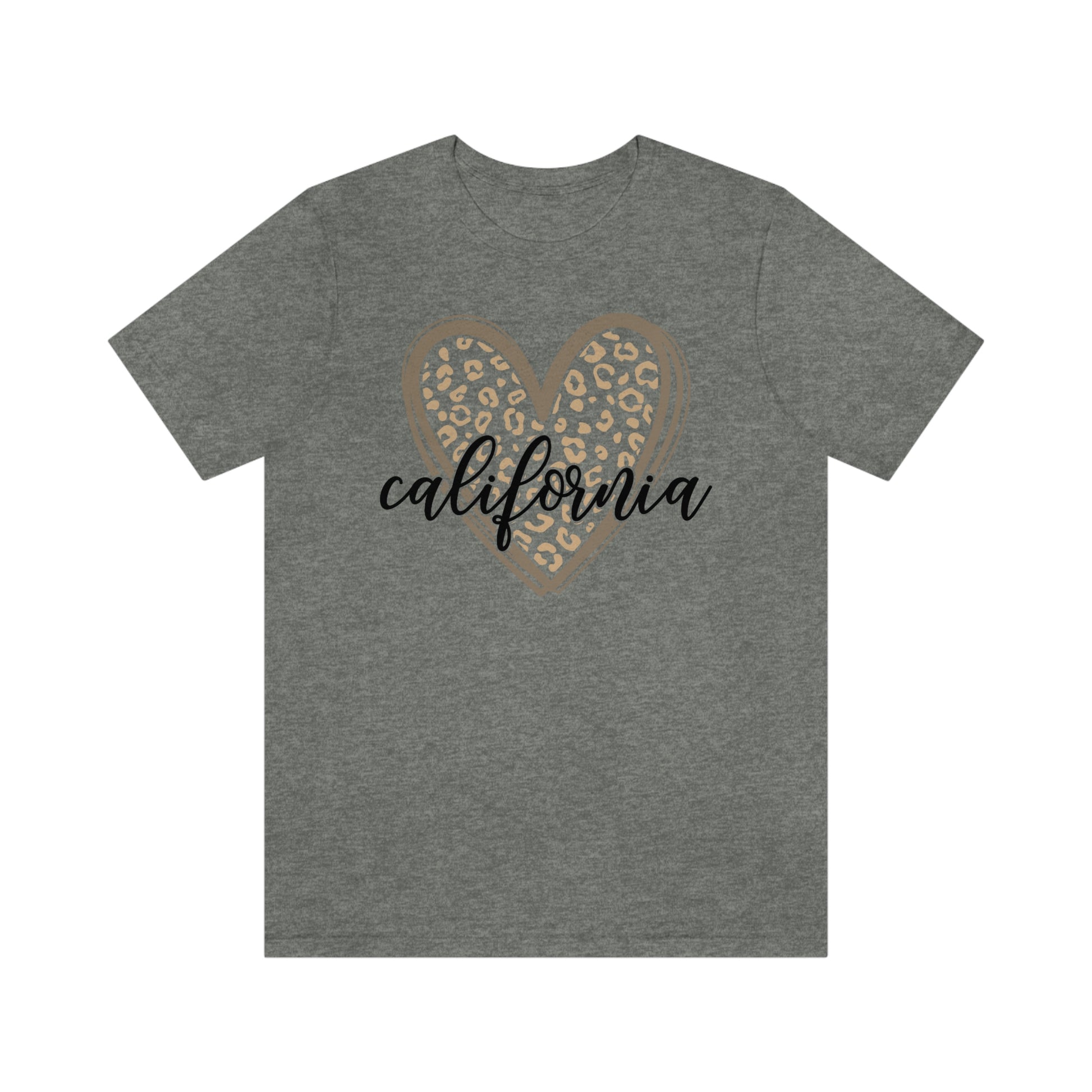 California Heart Gold Leopard Unisex Jersey Short Sleeve Tee Tshirt T-shirt