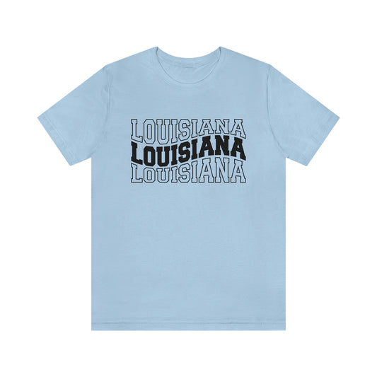 Louisiana Varsity Letters Triple Wavy Short Sleeve T-shirt