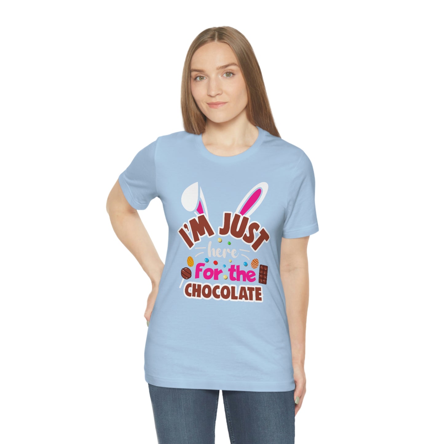 I'm Just Here for the Chocolate Unisex Jersey Short Sleeve Tee