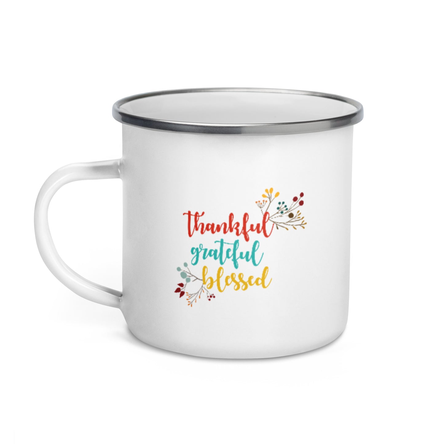 Thankful Grateful Blessed Enamel Mug