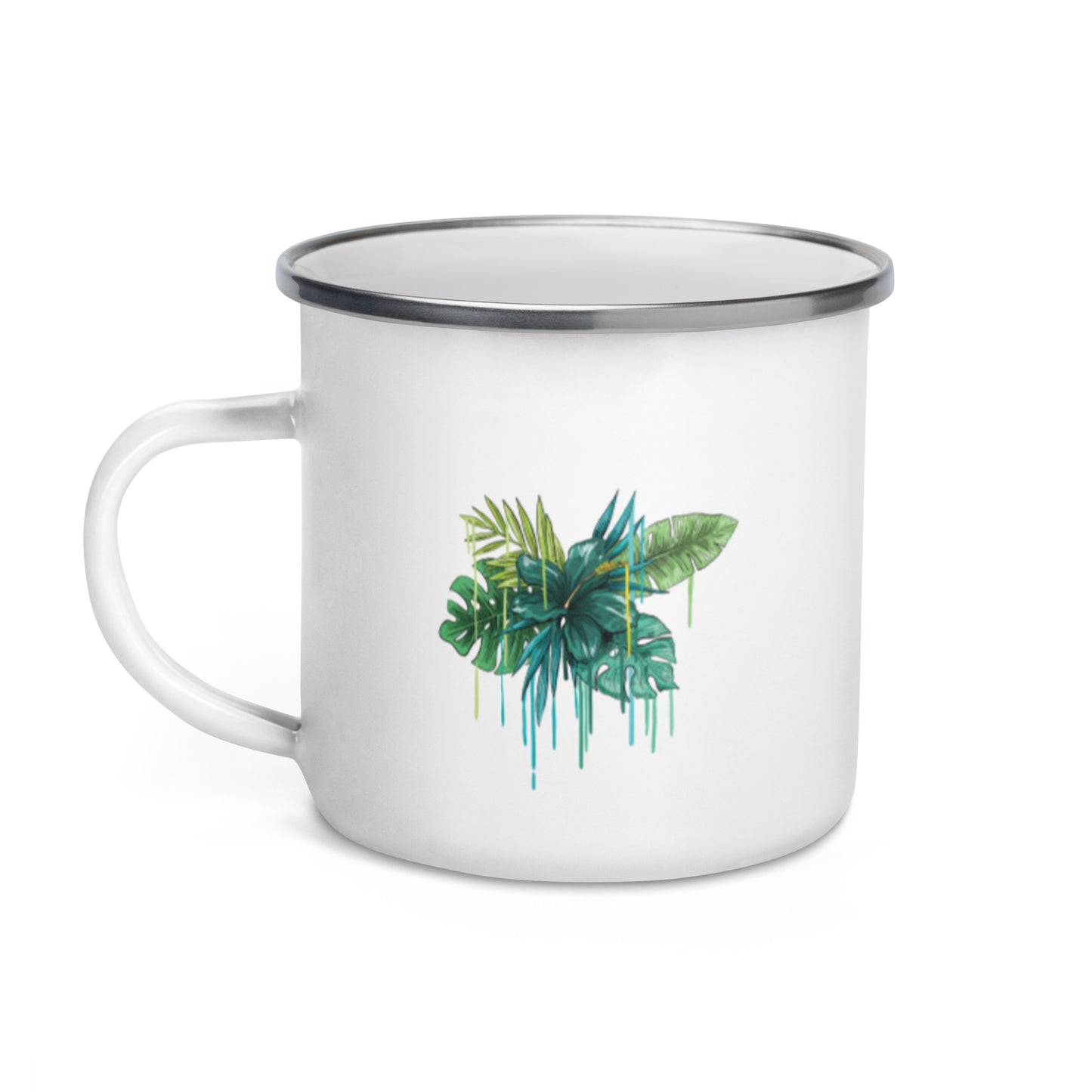 Green Flower Enamel Mug