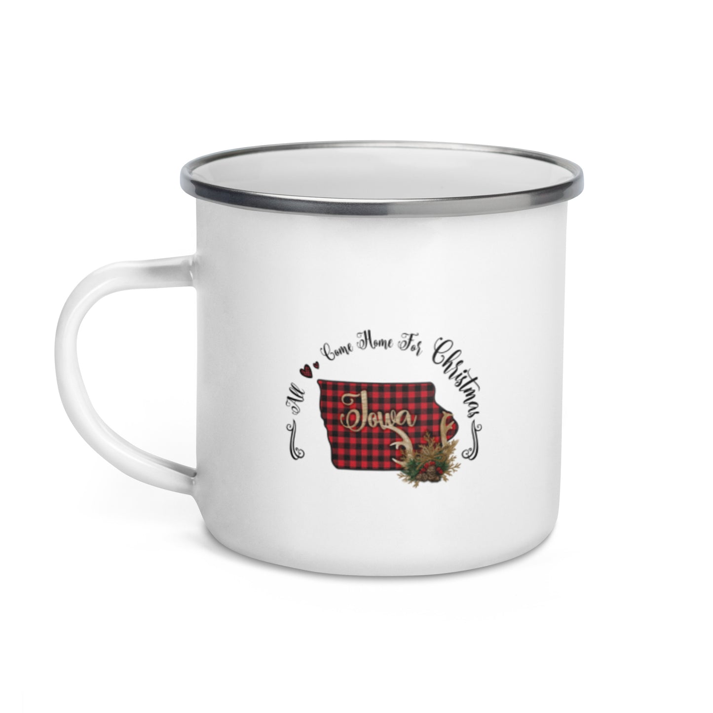 Iowa All Come Home for Christmas Enamel Mug