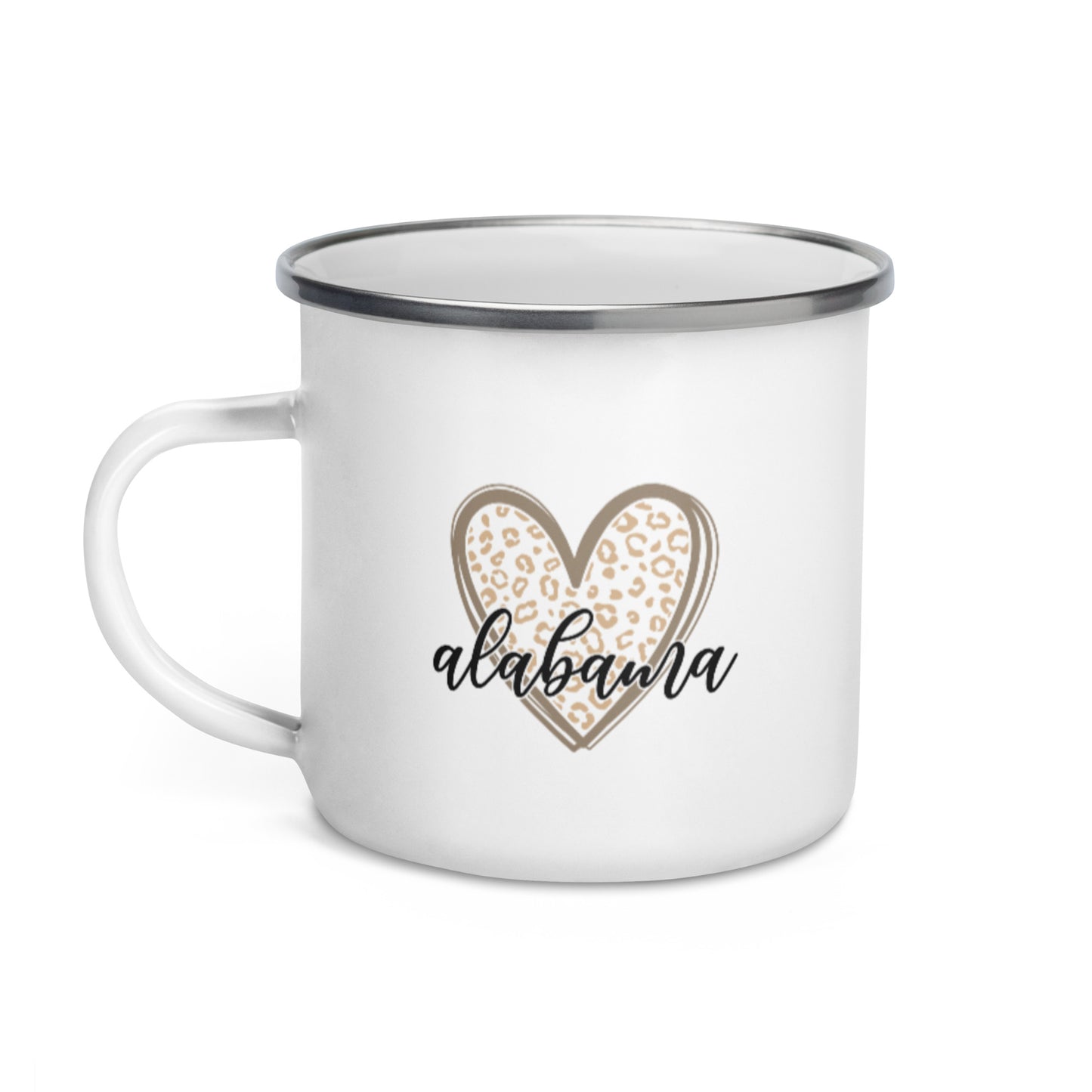 Alabama Leopard Heart Enamel Mug