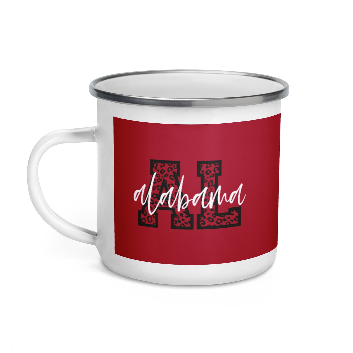 Alabama Script on Leopard AL Enamel Mug
