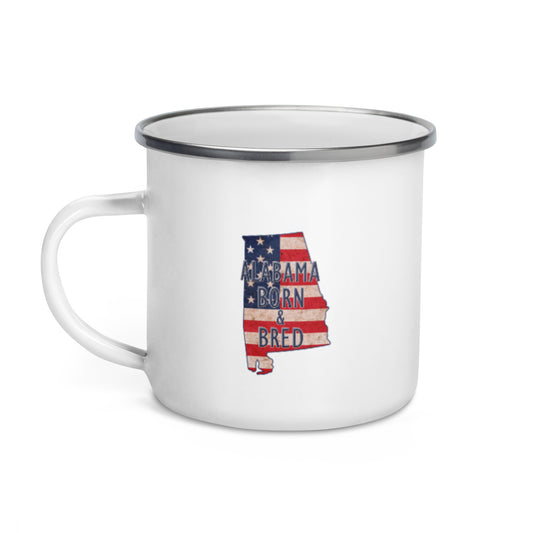Alabama Born & Bred US Flag Enamel Mug