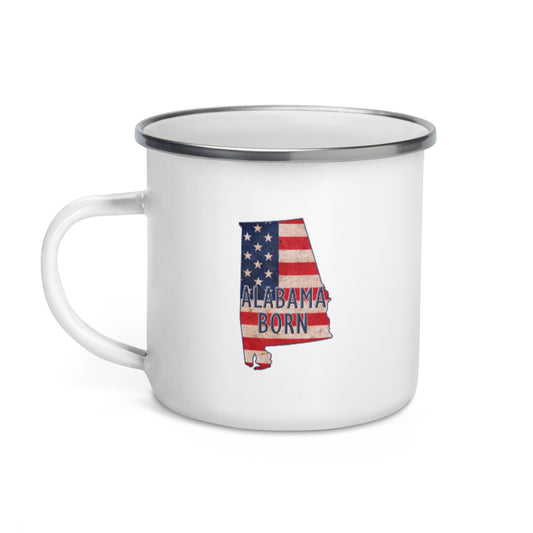 Alabama Born US Flag Enamel Mug
