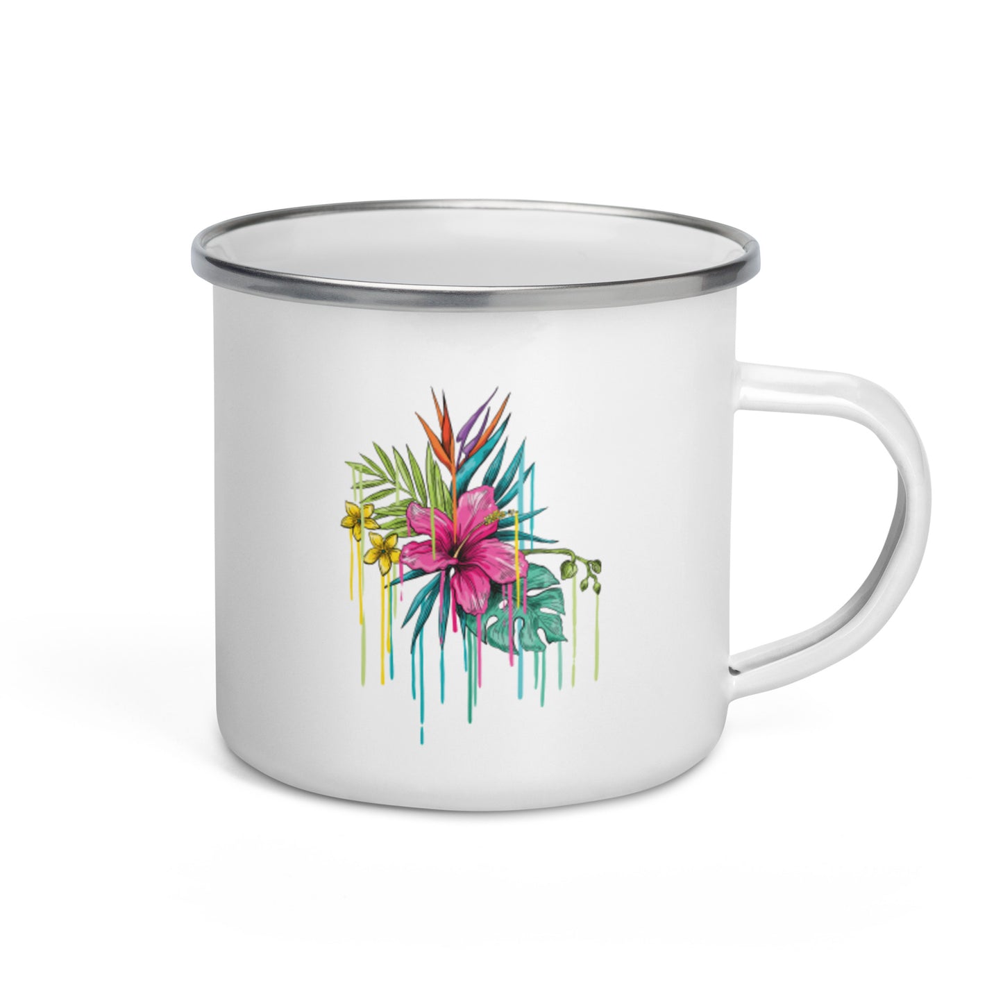 Pink Flower Enamel Mug