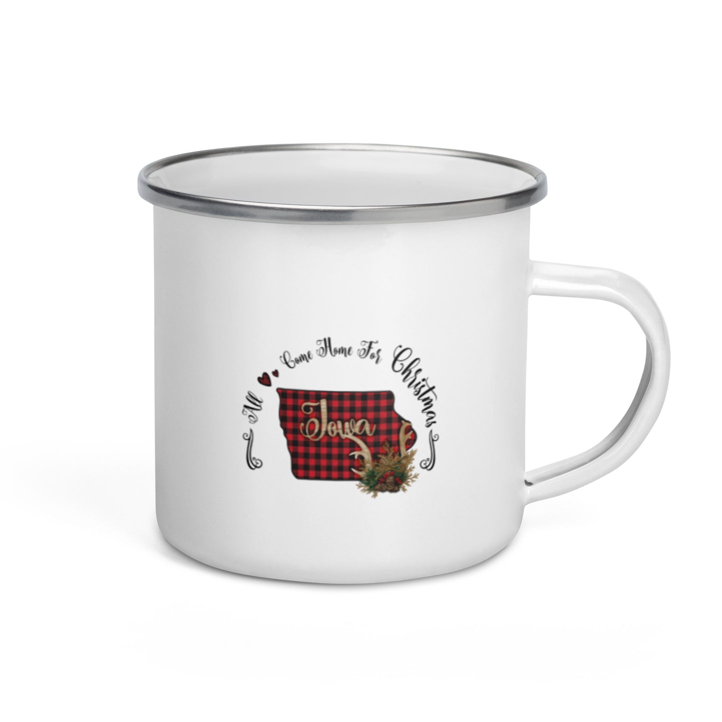 Iowa All Come Home for Christmas Enamel Mug