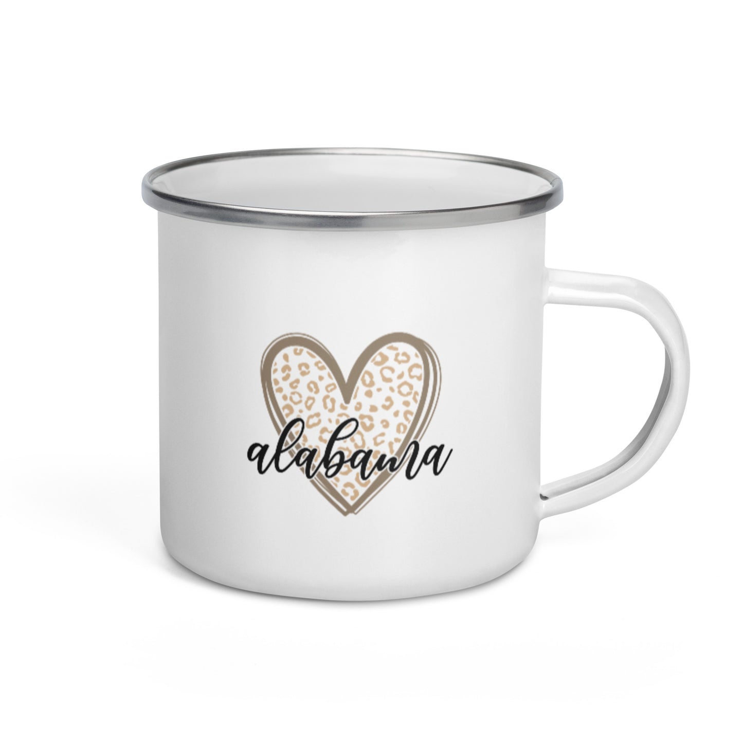 Alabama Leopard Heart Enamel Mug