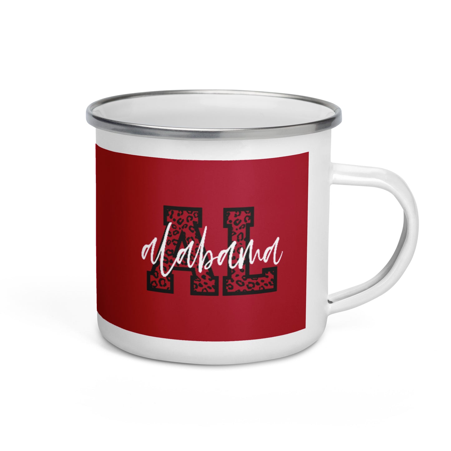 Alabama Script on Leopard AL Enamel Mug