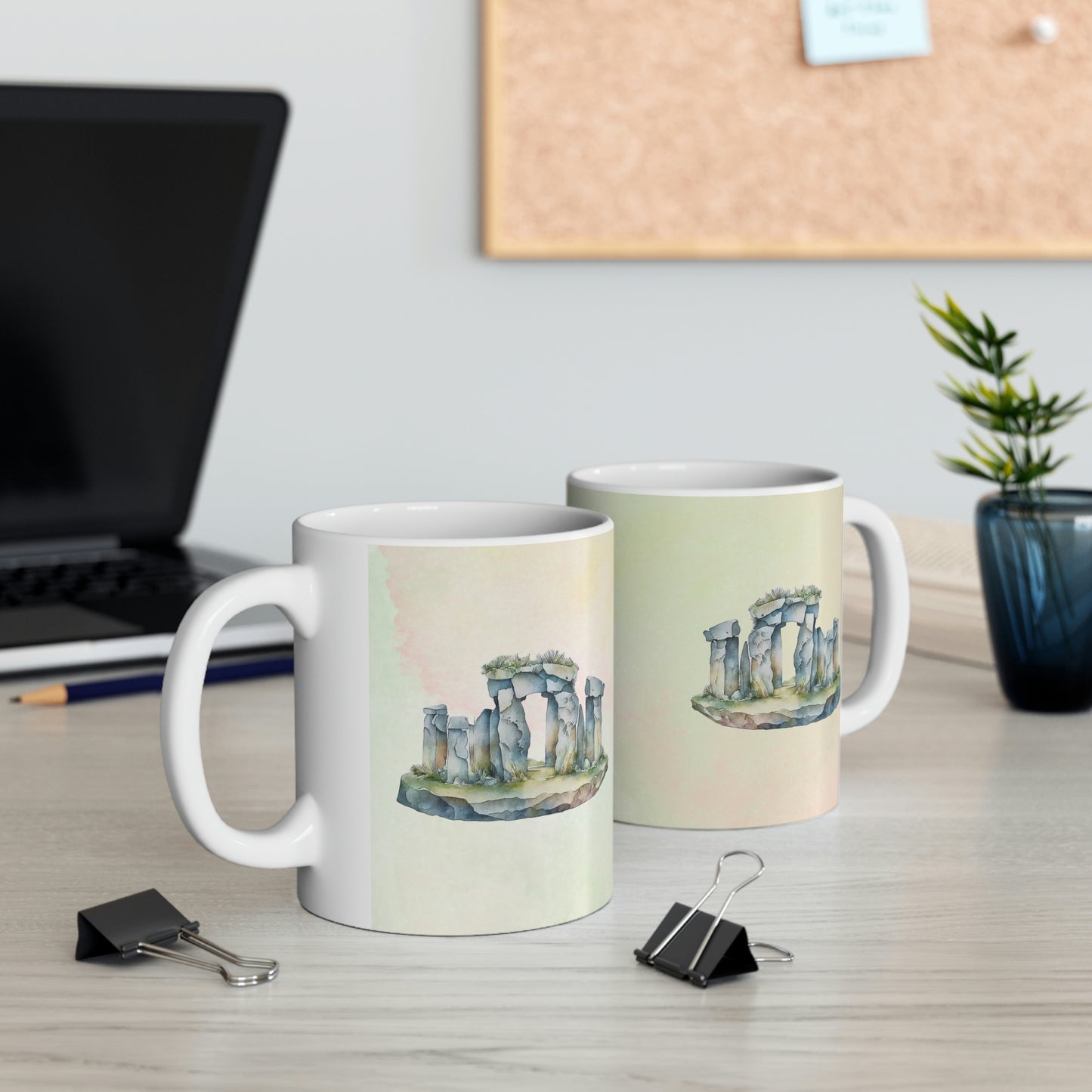 Standing Stones Watercolor Ceramic Mug 11oz