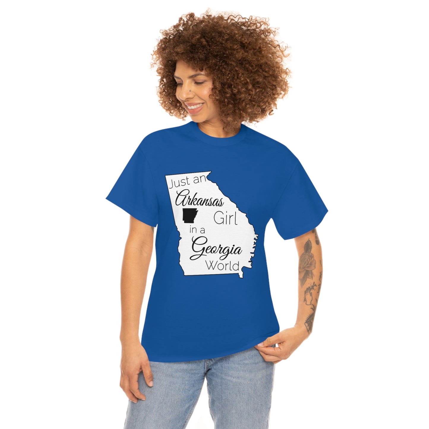 Just an Arkansas Girl in a Georgia World Unisex Heavy Cotton Tee