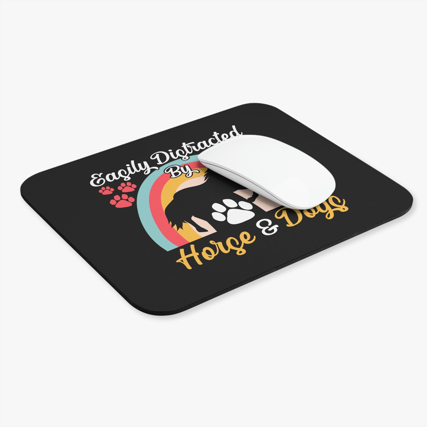 Easily Distracted by Horse and Doges Mouse Pad (Rectangle)