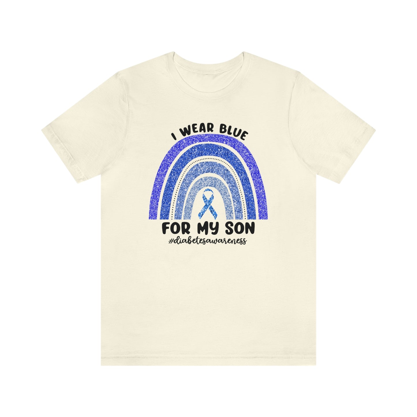 I Wear Blue For My Son Diabetes Awareness Print Unisex Jersey Short Sleeve Tee