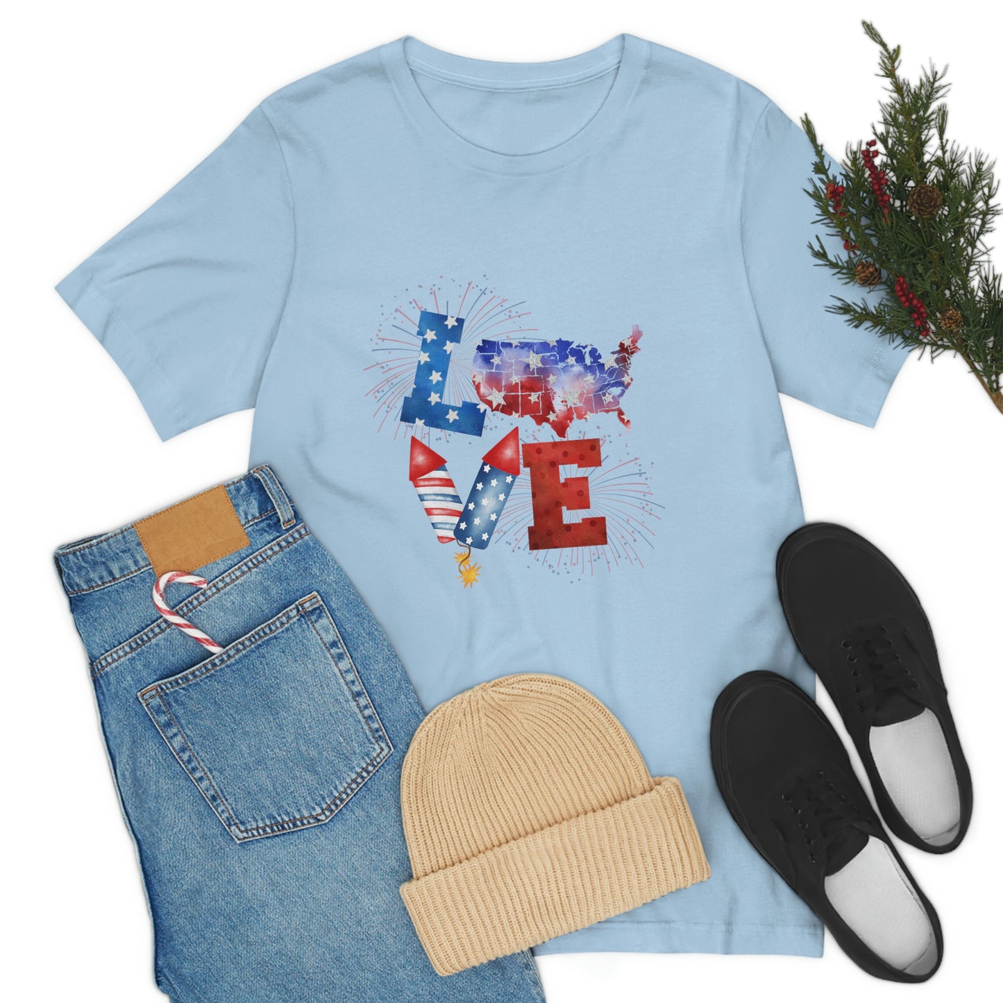 Love America Rockets 4th of July Unisex Jersey Short Sleeve Tee