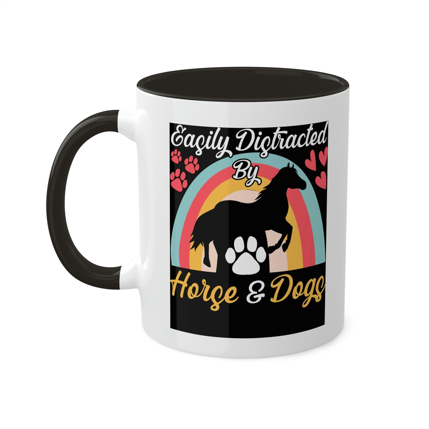 Easily Distracted by Horses and Dogs Accent Mug, 11oz