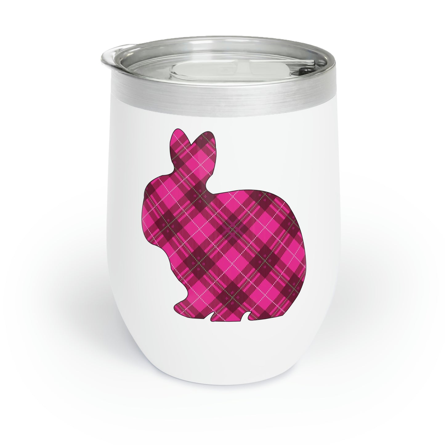 Pink Plaid Easter Bunny Chill Wine Tumbler