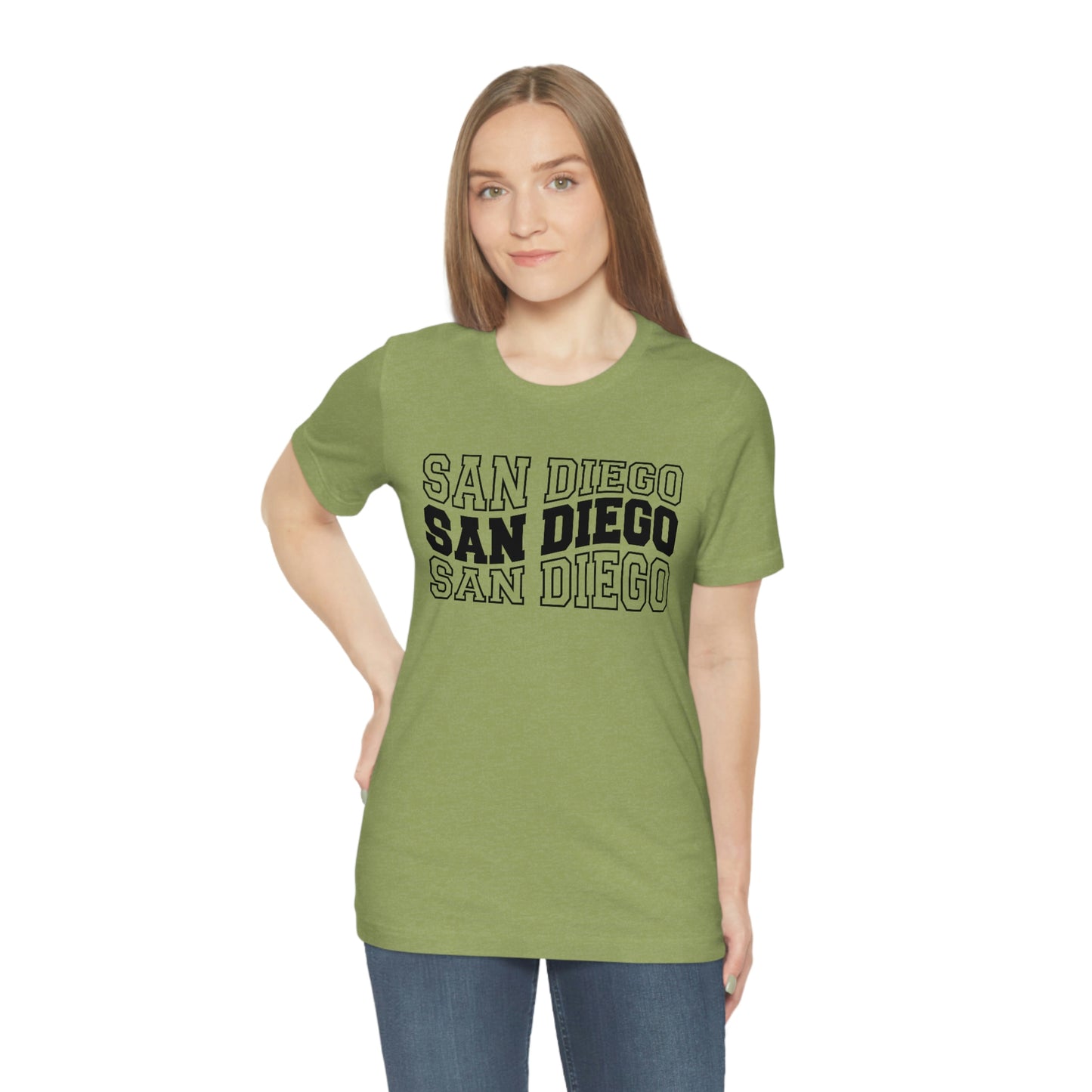 San Diego California Varsity Letters Wavy Unisex Jersey Short Sleeve Tee Tshirt T-shirt