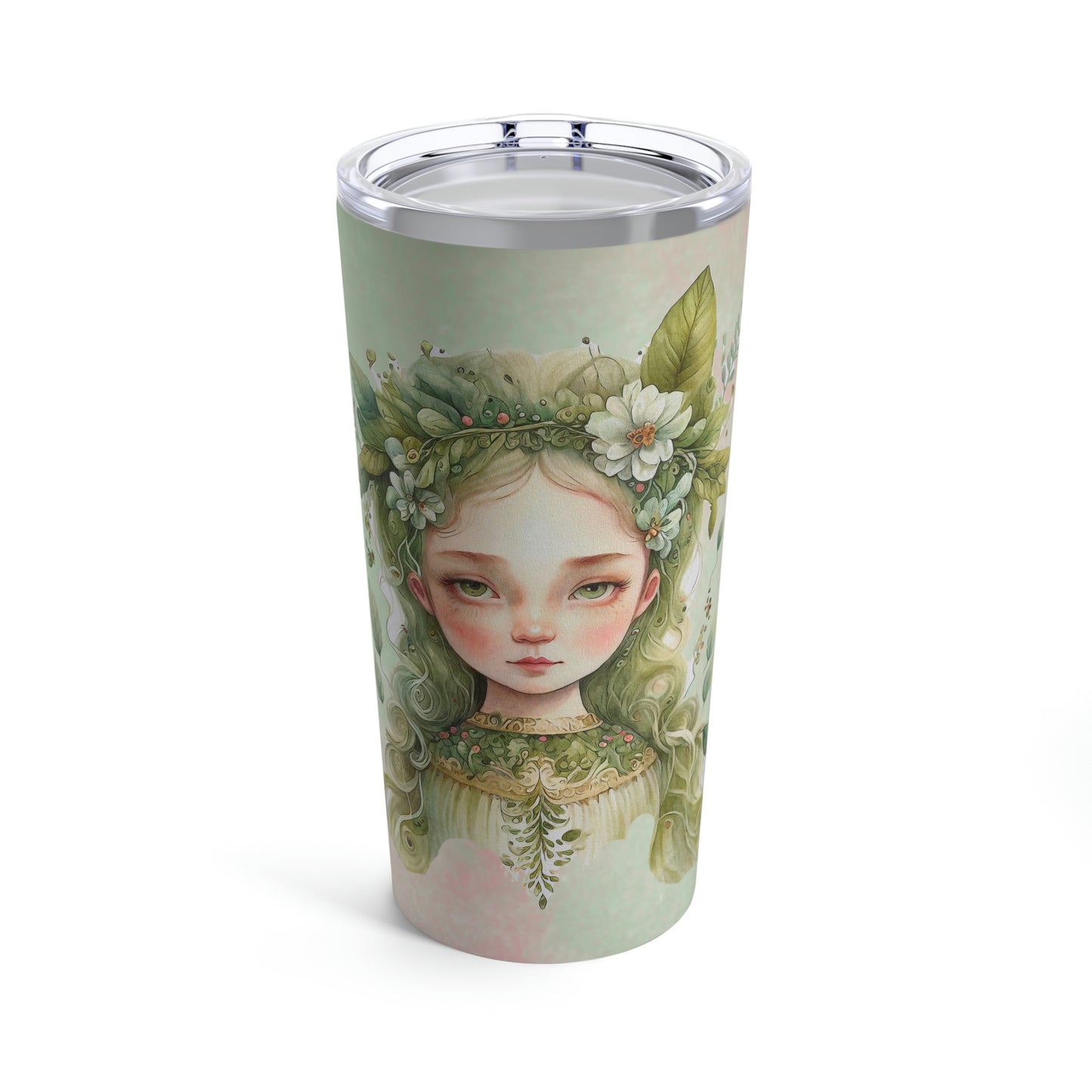 Girl Spring Flowers Watercolor Tumbler 20oz